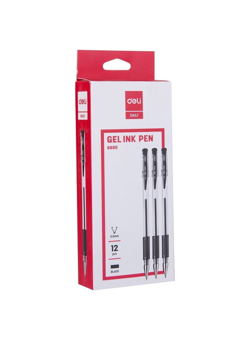 Deli E6600 Black 0.5mm Gel Pens – Pack of 12 - Image 4