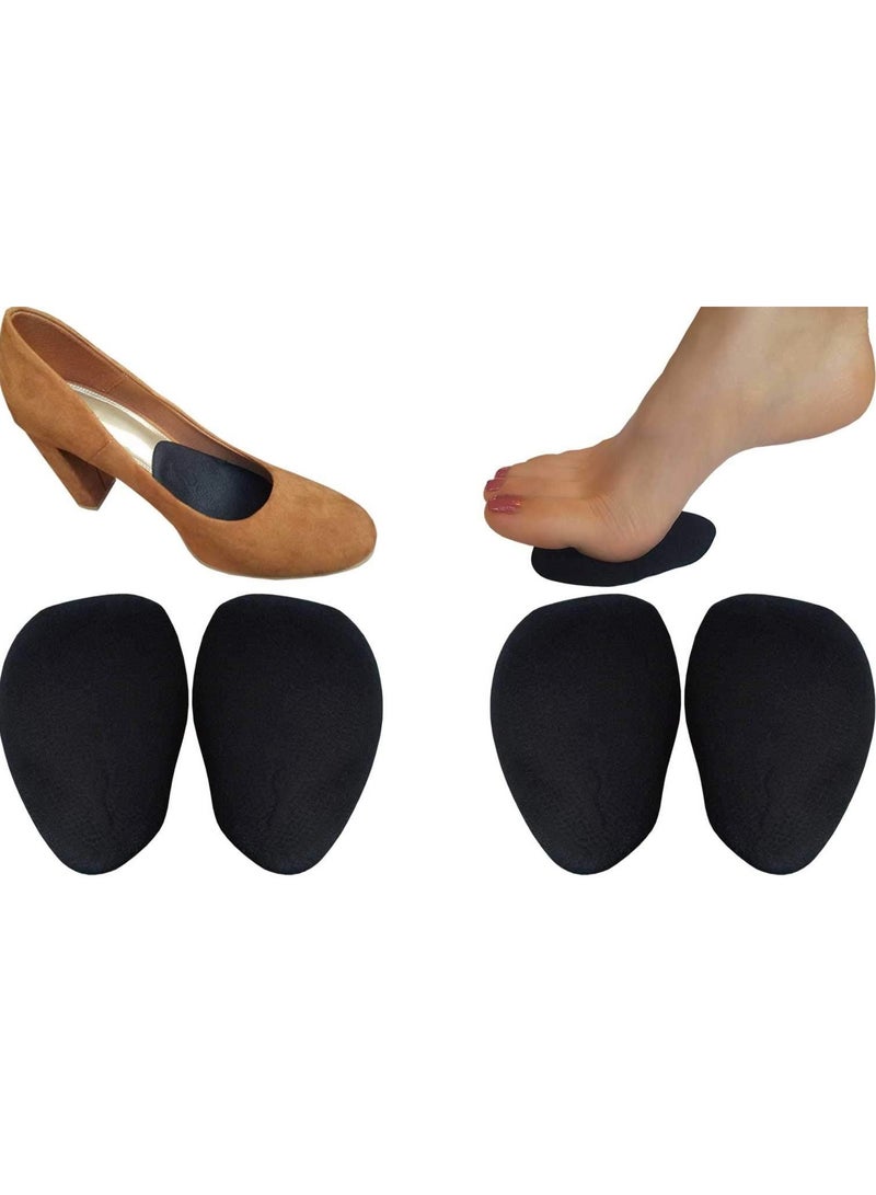 زوجين من وسادات مقدمة القدم المصنوعة من السيليكون المضادة للانزلاق، وحشوات وسادة الكعب ووسادات مشط القدم، وسادات قدم لاصقة قابلة لإعادة الاستخدام من الجل لأصابع القدم للنساء والرجال والأحذية والصنادل - Image 1