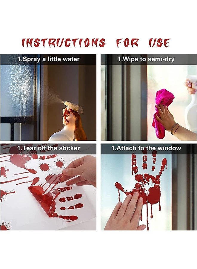 JCB CHIC Halloween Decoration Hand and Footprint Stickers, Bloody Hand and Footprints, Window Wall Decals, Zombie Vampire Party Supplies, Party Floor Stickers for Window Wall Floor Mirror Door Car Decoration - Image 4