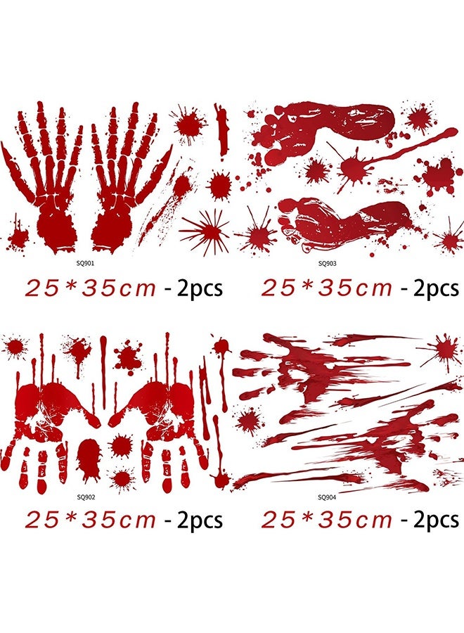 JCB CHIC Halloween Decoration Hand and Footprint Stickers, Bloody Hand and Footprints, Window Wall Decals, Zombie Vampire Party Supplies, Party Floor Stickers for Window Wall Floor Mirror Door Car Decoration - Image 2