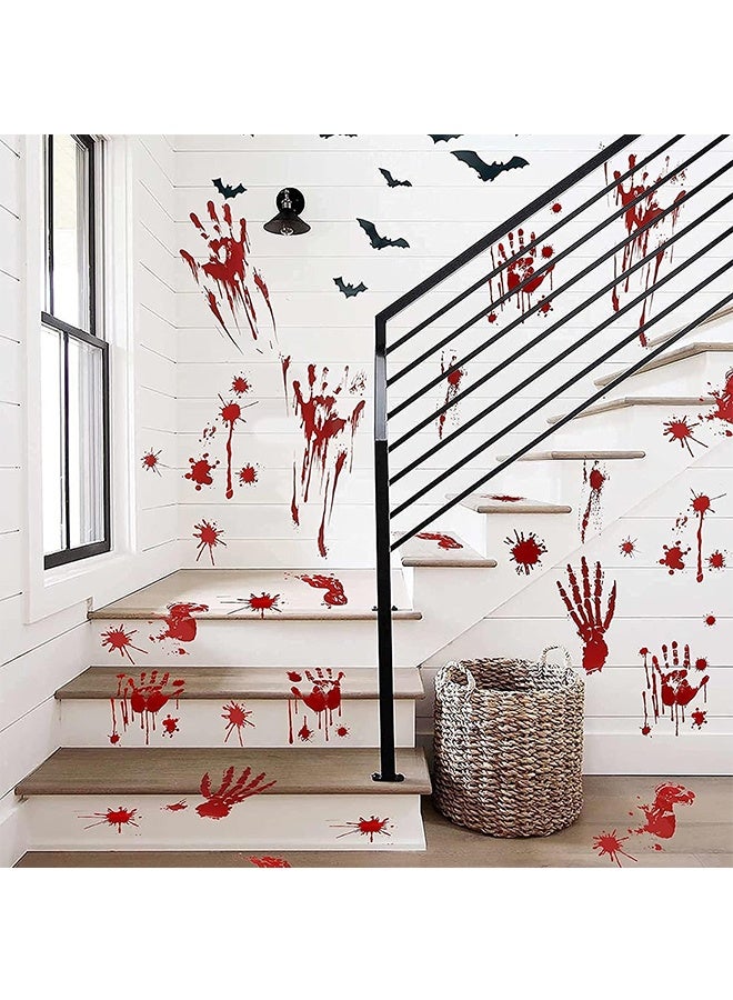 JCB CHIC Halloween Decoration Hand and Footprint Stickers, Bloody Hand and Footprints, Window Wall Decals, Zombie Vampire Party Supplies, Party Floor Stickers for Window Wall Floor Mirror Door Car Decoration - Image 3