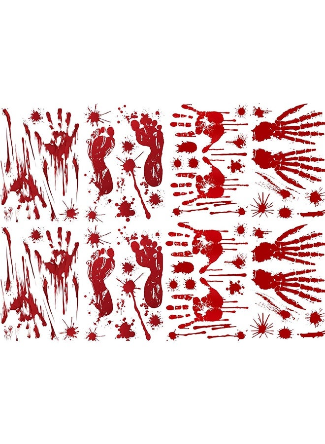 JCB CHIC Halloween Decoration Hand and Footprint Stickers, Bloody Hand and Footprints, Window Wall Decals, Zombie Vampire Party Supplies, Party Floor Stickers for Window Wall Floor Mirror Door Car Decoration - Image 1