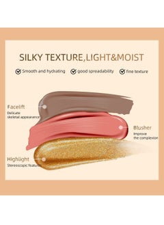 KASTWAVE 3 Pcs Cream Contour Sticks with Cushion Applicator,Shades with Highlighter and Blush,Waterproof Contour Pen,Highlighter Stick,Blush Stick Easy to Create 3D Face Makeup  - Image 2