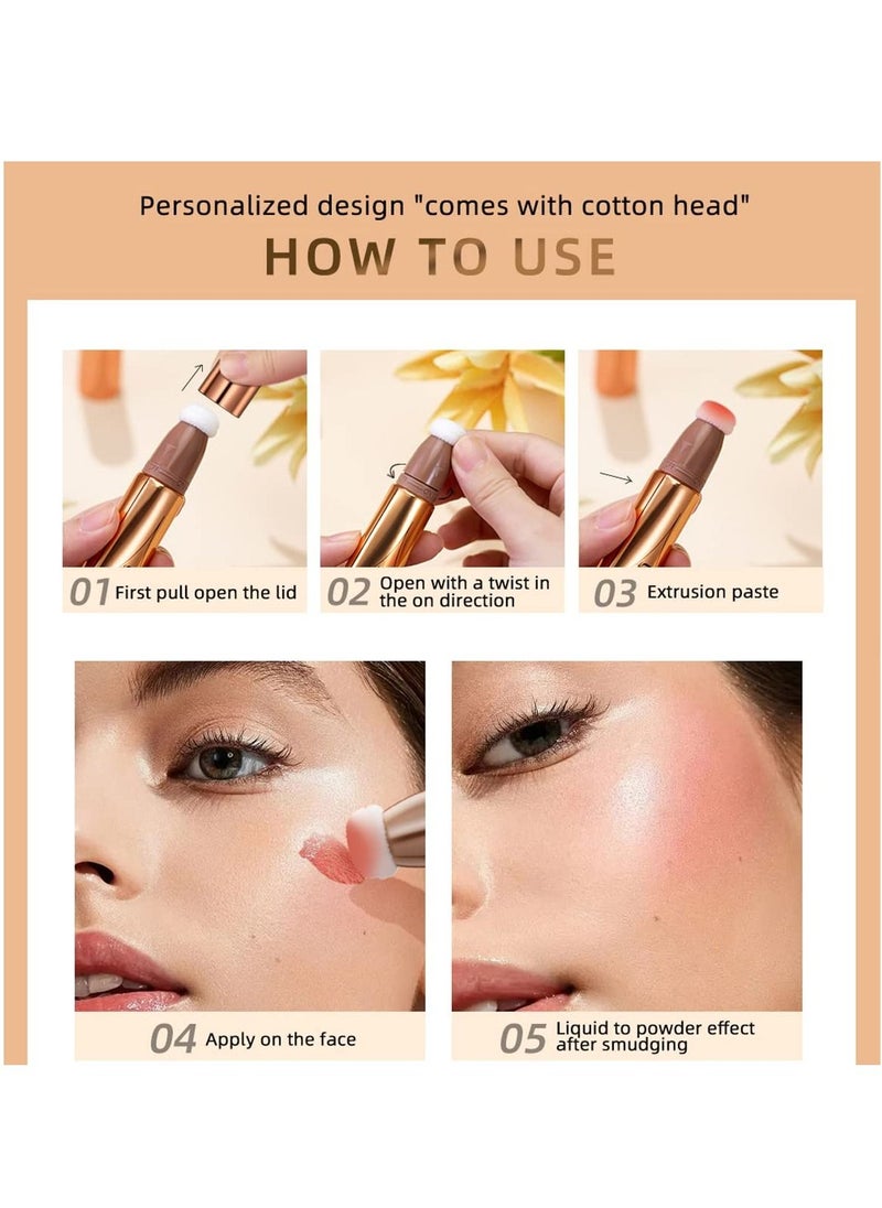 KASTWAVE - 3 Pcs Cream Contour Sticks with Cushion Applicator,Shades with Highlighter and Blush,Waterproof Contour Pen,Highlighter Stick,Blush Stick Easy to Create 3D Face Makeup - Image 1