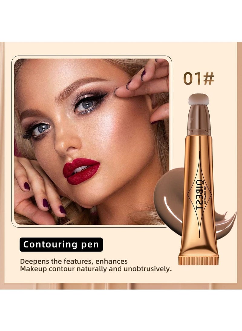 KASTWAVE - 3 Pcs Cream Contour Sticks with Cushion Applicator,Shades with Highlighter and Blush,Waterproof Contour Pen,Highlighter Stick,Blush Stick Easy to Create 3D Face Makeup - Image 1