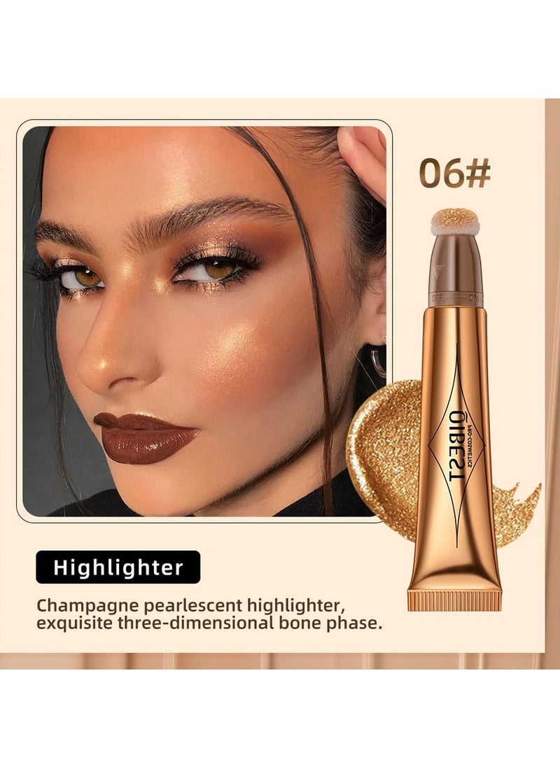 KASTWAVE - 3 Pcs Cream Contour Sticks with Cushion Applicator,Shades with Highlighter and Blush,Waterproof Contour Pen,Highlighter Stick,Blush Stick Easy to Create 3D Face Makeup - Image 1