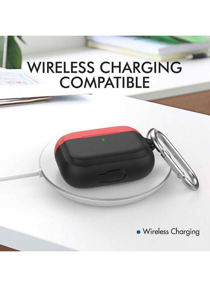 Ahastyle Premium Silicone Two Toned Keychain Case for AirPods Pro - Black/Red - Image 3