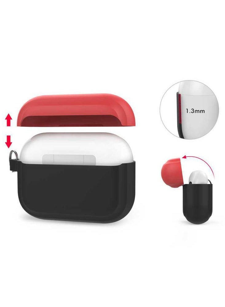 Ahastyle Premium Silicone Two Toned Keychain Case for AirPods Pro - Black/Red - Image 4