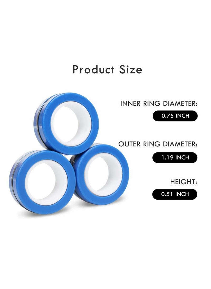 SYOSI - Fingears Magnetic Rings, 6 Pcs Decompression Finger Fidget Toys, Magnetic Rings Fidget Toys for Adults Kids Finger Therapy Anxiety and Relief Work Stress ( Blue ) - Image 1