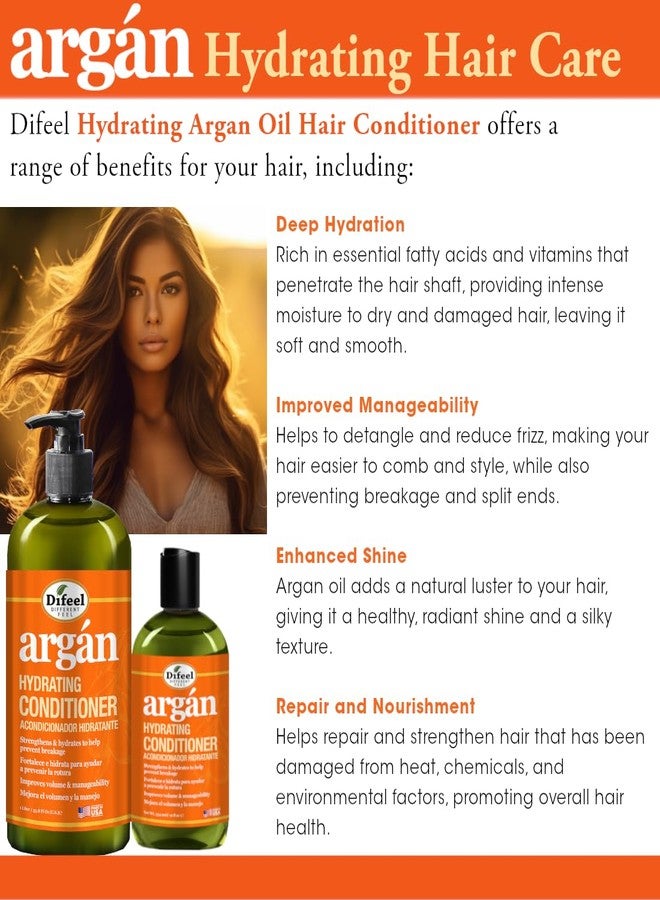 Difeel Argan Hydrating Conditioner 33.8 oz. - Natural Argan Oil Conditioner Hydrating, Paraben Free Natural Conditioner for Hair - Image 4