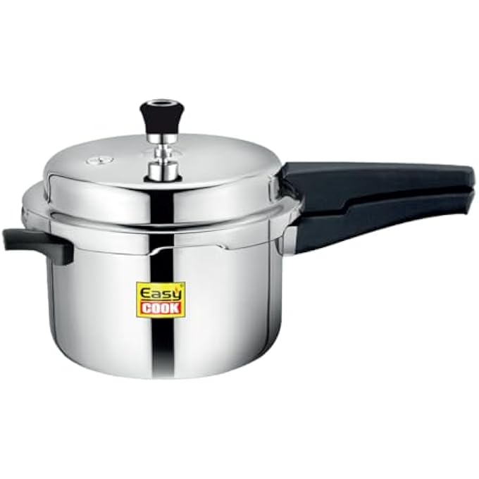 Easy Cook 5 Liter Triply Stainless Steel Pressure Cooker With Outer Lid  Gas  Induction Compatible Bottom  1810 Stainless Steel