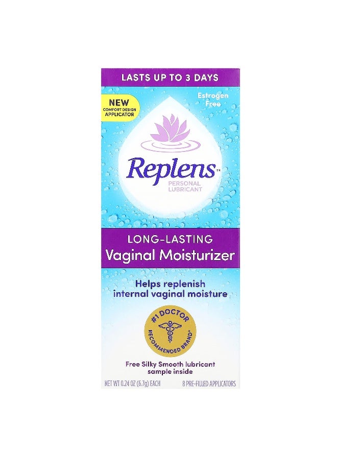 Replens Replens, Personal Lubricant, Long-Lasting Vaginal Moisturizer, 8 Pre-Filled Applicators, 0.24 oz (6.7 g) Each  - Image 1
