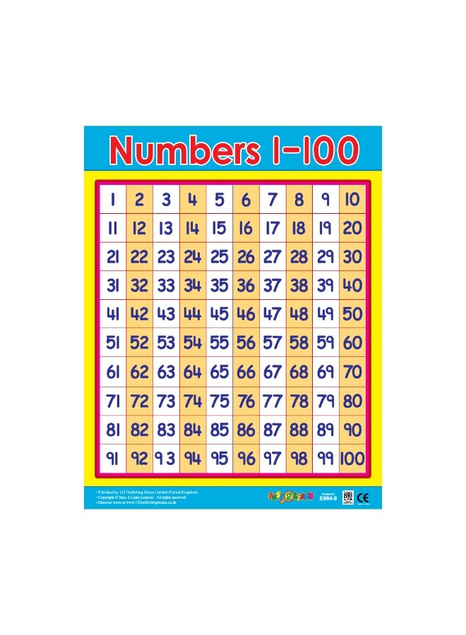 123 ببلشينج هاوس الأرقام 1-100 - لوحة تعليمية باللغة الإنجليزية - Image 1