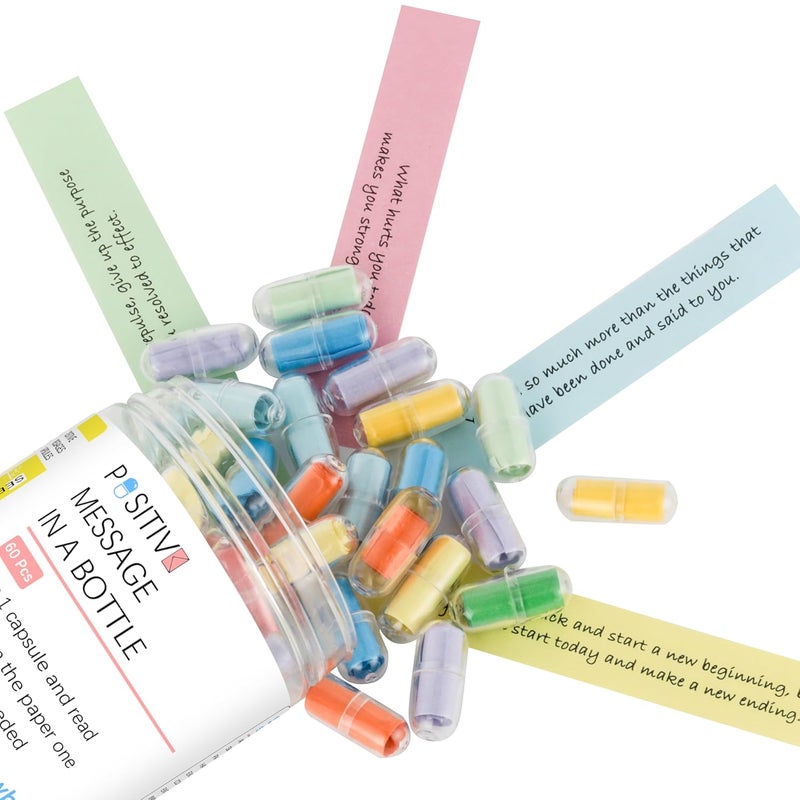 Funnewban هدايا تأكيدات إيجابية للنساء من فنيوبان 60 رسالة إيجابية في زجاجة هدية تخفيف التوتر للرجال مجموعة العناية الذاتية اليومية للاسترخاء والتأمل واليقظة - Image 4
