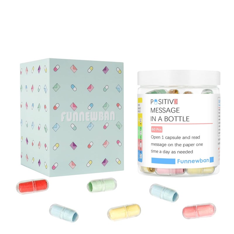 Funnewban هدايا تأكيدات إيجابية للنساء من فنيوبان 60 رسالة إيجابية في زجاجة هدية تخفيف التوتر للرجال مجموعة العناية الذاتية اليومية للاسترخاء والتأمل واليقظة - Image 2