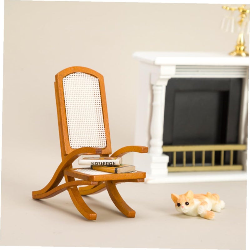 Miniature Vintage Wicker Chair Dollhouse Balcony Furniture 12 Scale - Image 4