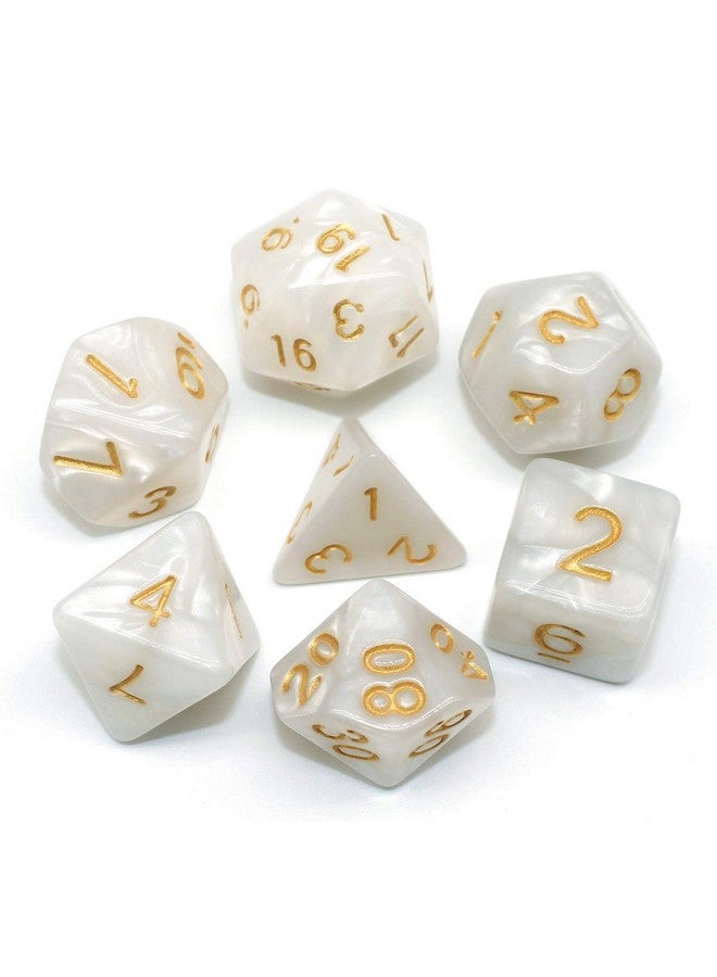 HD Dnd Dice Set Pearl White Rpg 7Die Dice Set Fit Dungeons And Dragons(D&D) Pathfinder Mtg Role Playing Games Polyhedral Dice With Dice Pouch - Image 2