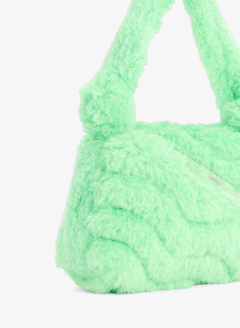 Skinnydip London Isabel Green Fluffy Zipped Shoulder Bag - Image 4