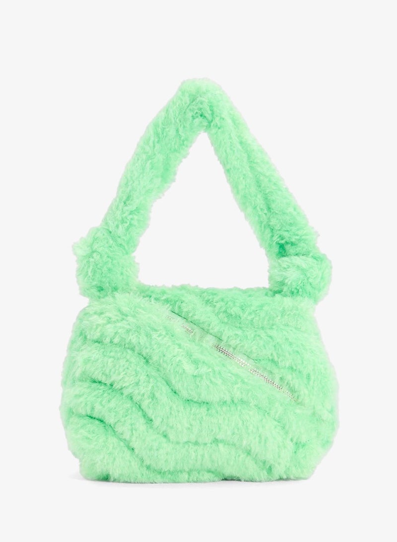 Skinnydip London Isabel Green Fluffy Zipped Shoulder Bag - Image 1