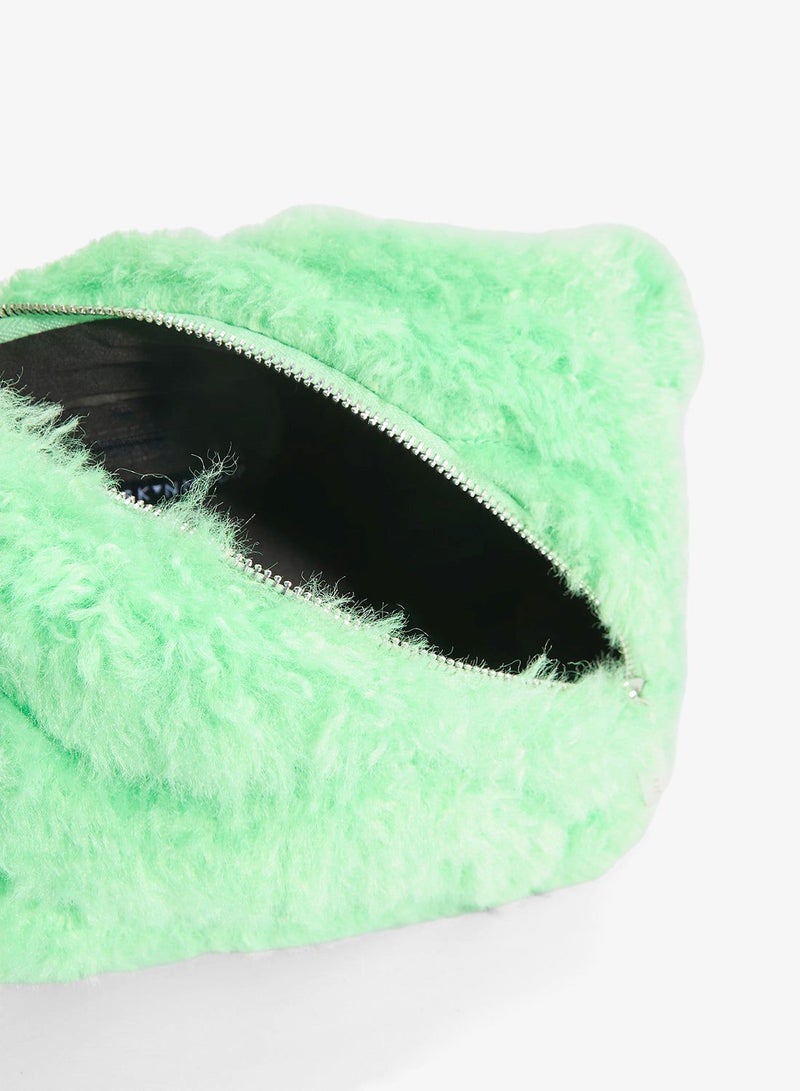 Skinnydip London Isabel Green Fluffy Zipped Shoulder Bag - Image 5