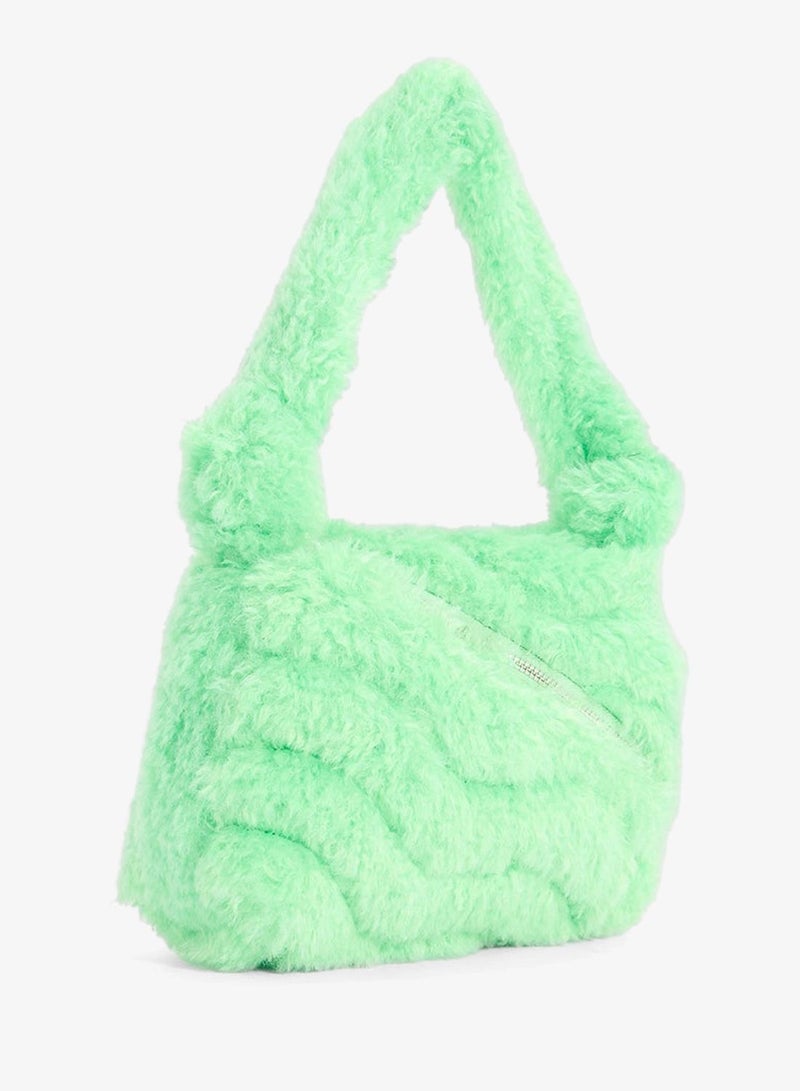Skinnydip London Isabel Green Fluffy Zipped Shoulder Bag - Image 3