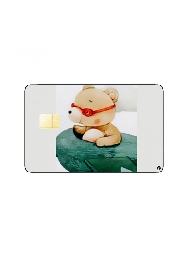 RKN PRINTED BANK CARD STICKER Cute Teddy Bear Drawing In Airplane - Image 2