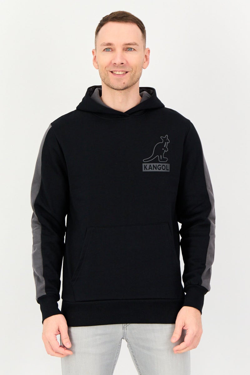 KANGOL Men Brand Logo Long Sleeves Hoodie, Black - Image 1