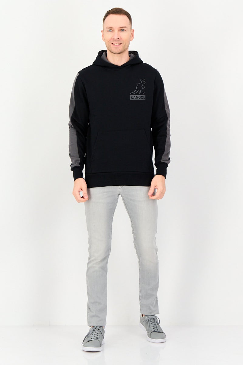 KANGOL Men Brand Logo Long Sleeves Hoodie, Black - Image 3