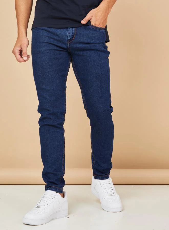 SunBurn by Styli Pocket Construct Solid Skinny Jeans