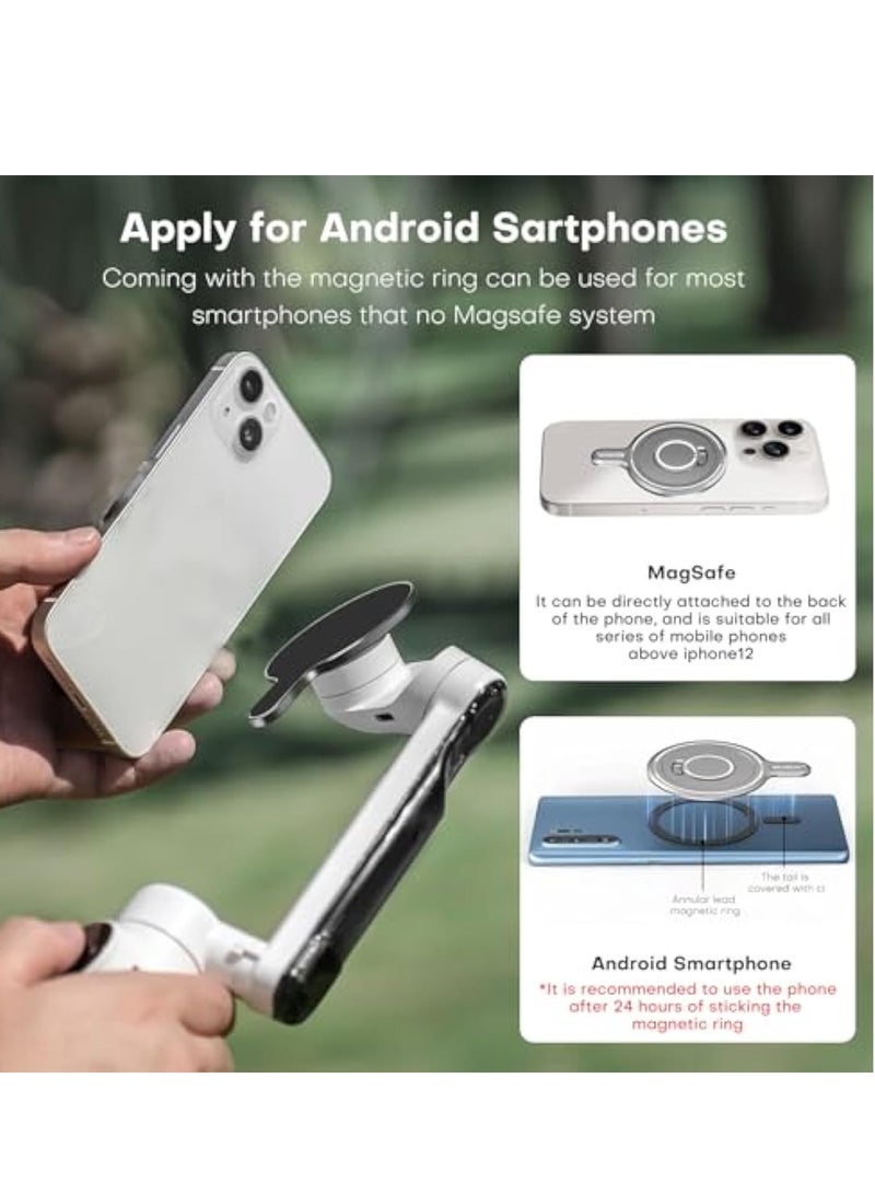 KASTWAVE Magnetic Phone Tripod Adapter, Gimbal Magnetic Adapter Base, for Insta360 Flow Pro/Flow, Aluminum Alloy Magnetic Adapter, for Magsafe iPhone, Quick Release Mount with Magnet Ring - Image 3