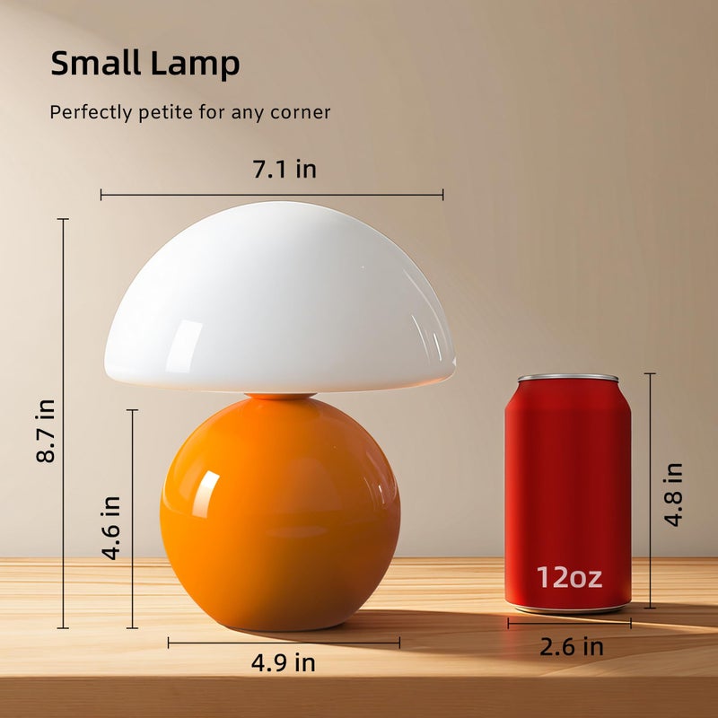 Dawnwake Mushroom Lamp Table Lamp for Bedroom,Desk Bedside Small Lamps for Living Room Night Stands,Mushroom Decor Cute Mini Modern Mid Century Lamps,Unique Aesthetic Home Living Room Decor(Orange) - Image 5