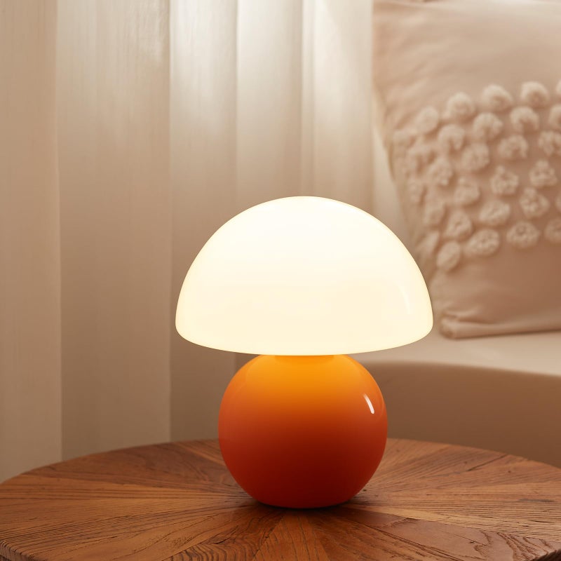 Dawnwake Mushroom Lamp Table Lamp for Bedroom,Desk Bedside Small Lamps for Living Room Night Stands,Mushroom Decor Cute Mini Modern Mid Century Lamps,Unique Aesthetic Home Living Room Decor(Orange) - Image 1