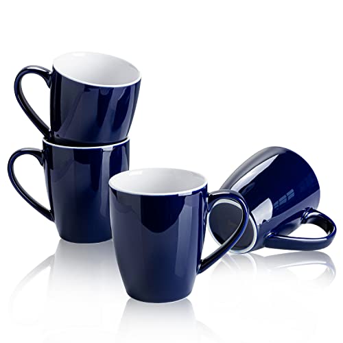 Sweese Porcelain Coffee Mugs  16 Ounce Top to the Rim for Coffee Latte Tea Cocoa Set of 4 Navy