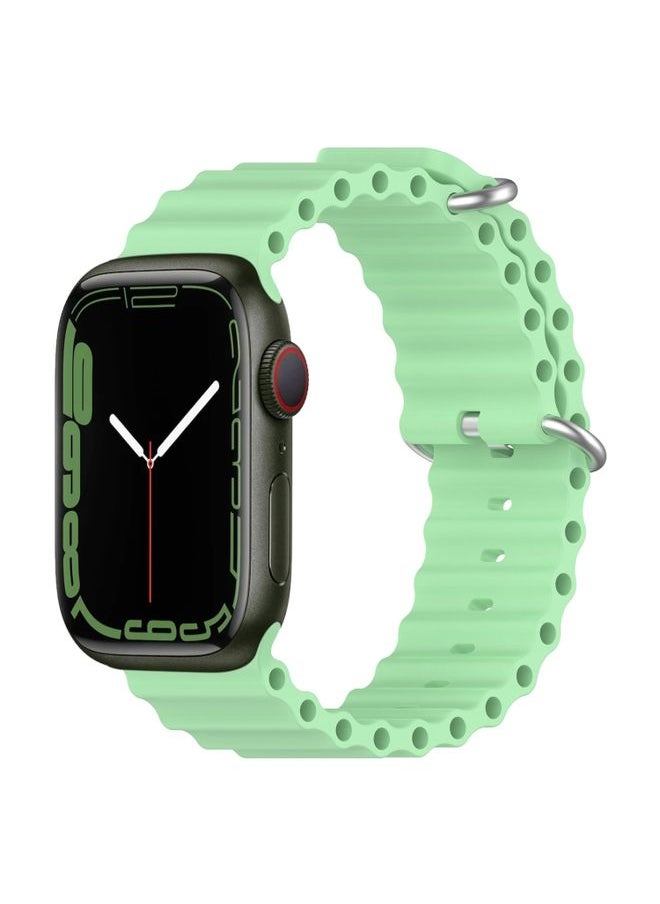 Generic - Replacement Strap Ocean Silicone Watch Band for Apple Watch Series 8&7 41mm / SE 2&6&SE&5&4 40mm / 3&2&1 38mm Pistachio Green - Image 1
