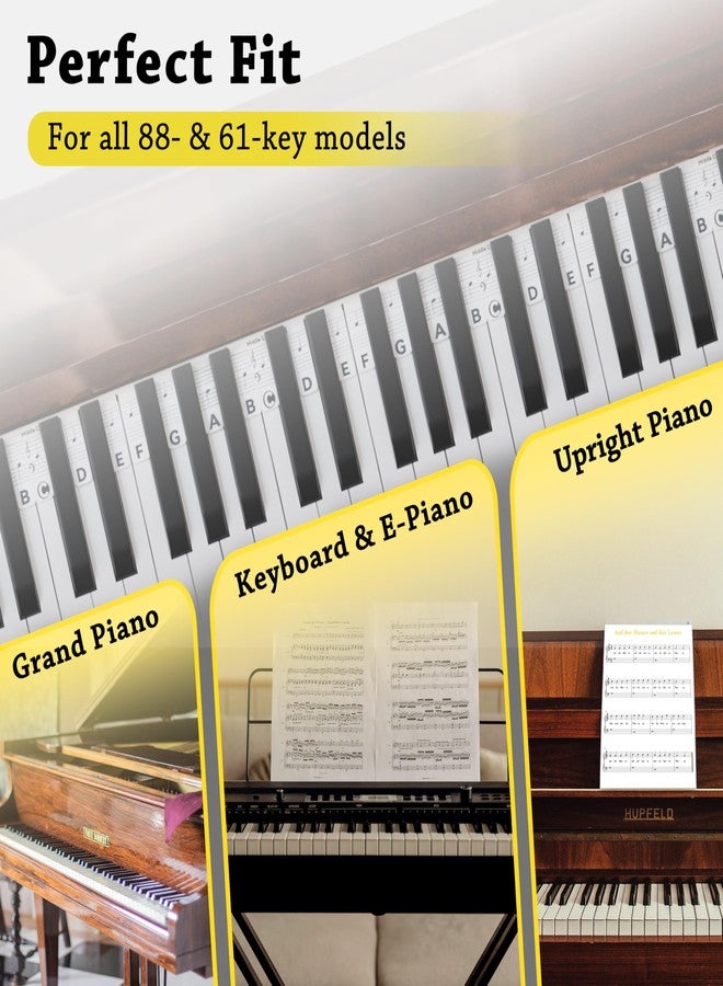 Belfort Piano Sheet Music Topper for Beginners - Black & White - Removable Silicone Piano Key Labelling + eBook (No Piano Sticker Needed) Piano Accessories for 88 & 61 Keys Piano/Keyboard - Image 4