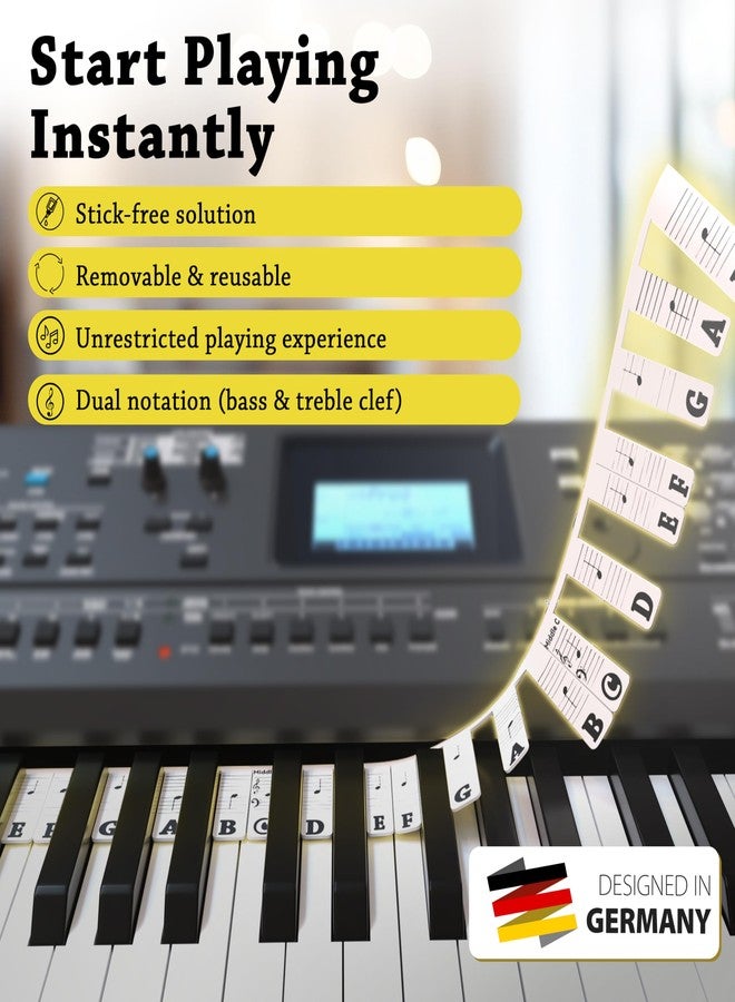 Belfort Piano Sheet Music Topper for Beginners - Black & White - Removable Silicone Piano Key Labelling + eBook (No Piano Sticker Needed) Piano Accessories for 88 & 61 Keys Piano/Keyboard - Image 3