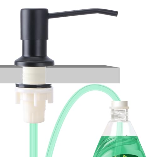 OHiHi Soap Dispenser for Kitchen Sink, Built in Sink Soap Dispenser, Countertop Soap Dispenser Pump with 47" Extension Tube kit, No Need to Fill Little Bottle Again, Black - Image 1