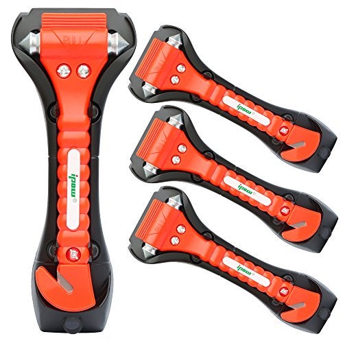 IPOW 4 Pack Car Window Breaker Seatbelt Cutter, Heavy Carbon Steel Glass Breaker Car Safety Hammer Emergency Escape Tool, Auto Rescue Life Saving Survival Kit for Car, Office, Home - Image 1