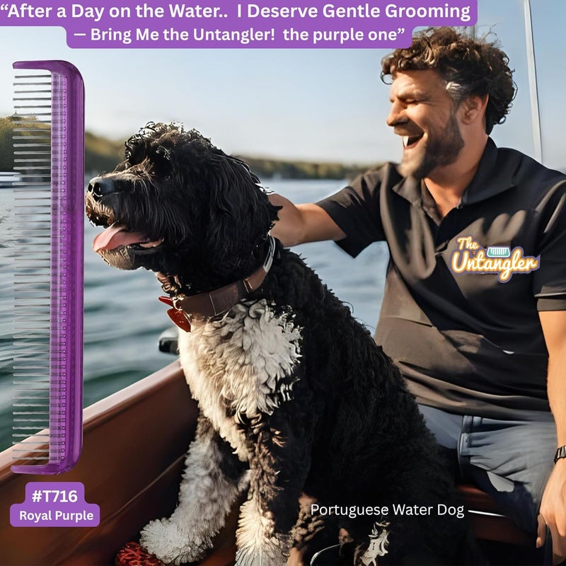 Untangler Pet comb for easy mat removal - silky smooth rotating teeth untangles without causing pain to pets. (7", Purple) - Image 5