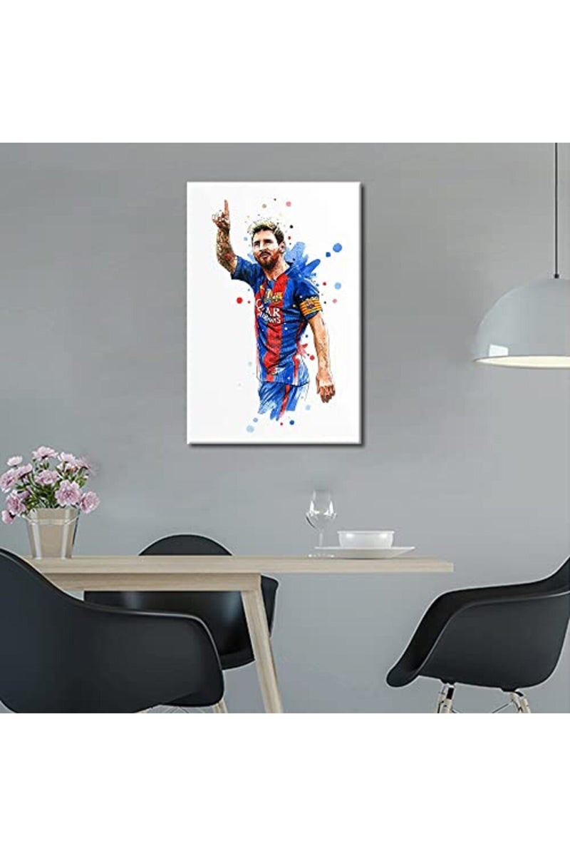 TISHIRON Canvas Wall Art Motivational Football Poster Lionel Messi Painting Modern Artwork Print for Living Room Bedroom Dining Office Decor Stretched and Framed Ready to Hang 36x24 in - Image 3