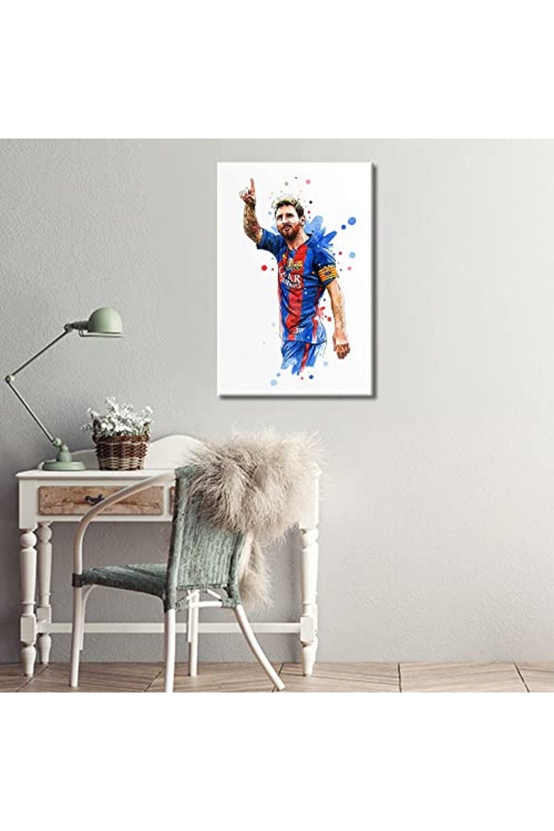 TISHIRON Canvas Wall Art Motivational Football Poster Lionel Messi Painting Modern Artwork Print for Living Room Bedroom Dining Office Decor Stretched and Framed Ready to Hang 36x24 in - Image 5