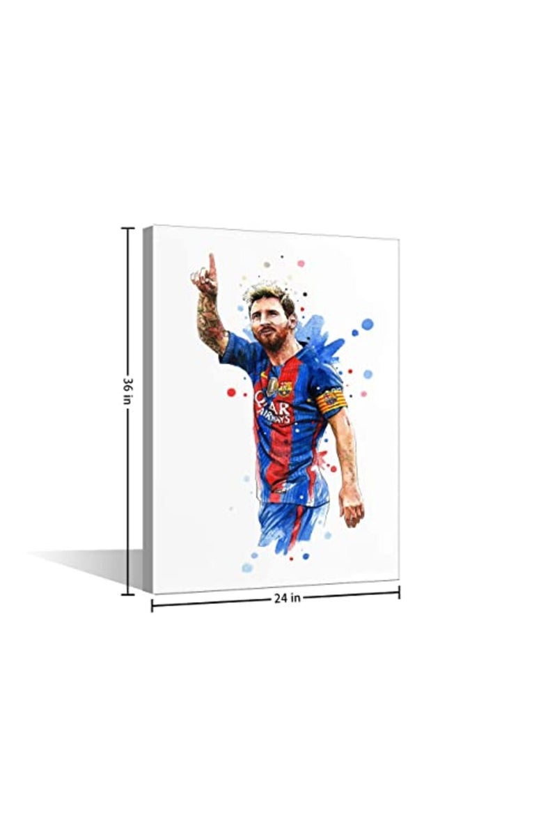 TISHIRON Canvas Wall Art Motivational Football Poster Lionel Messi Painting Modern Artwork Print for Living Room Bedroom Dining Office Decor Stretched and Framed Ready to Hang 36x24 in - Image 4