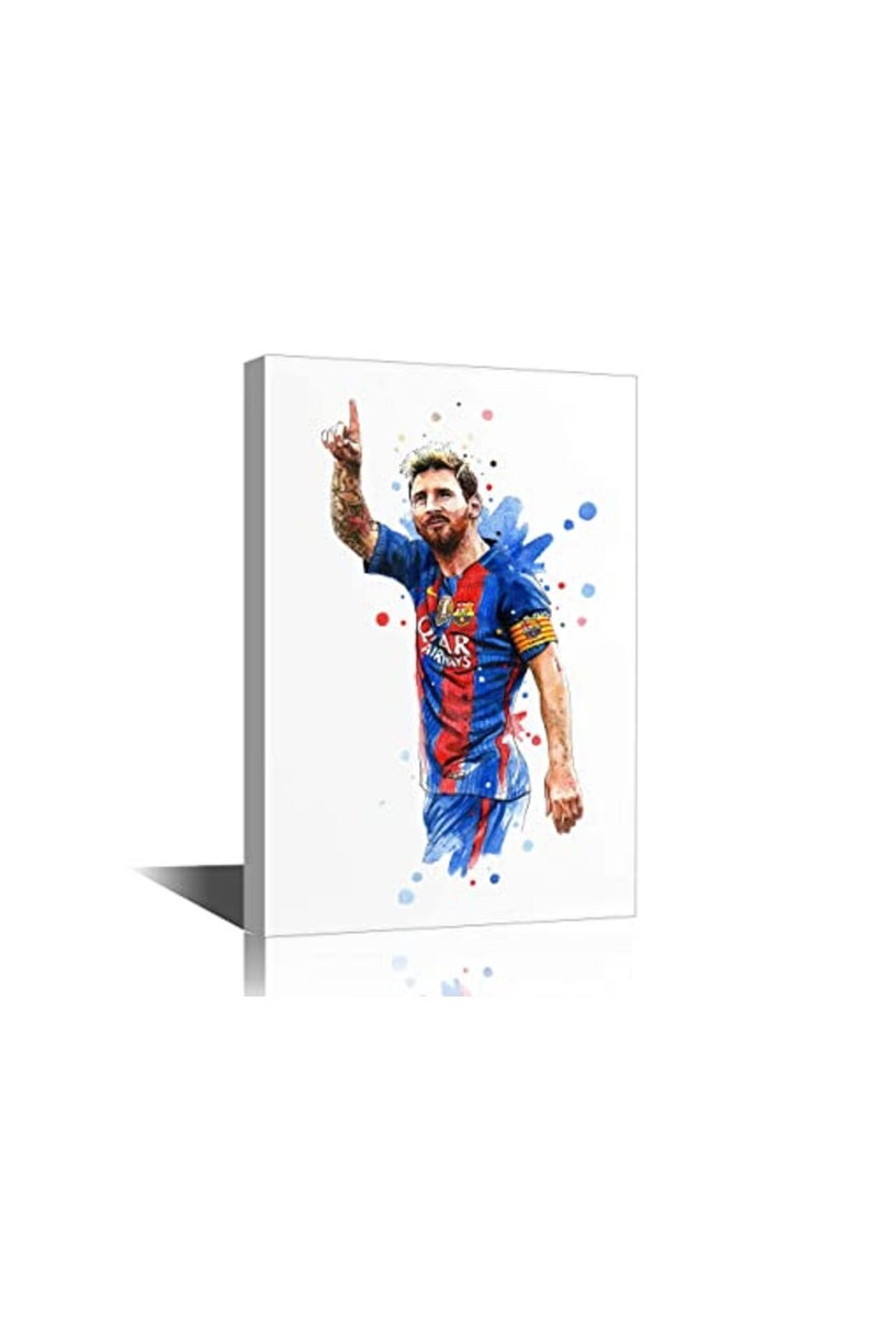 TISHIRON Canvas Wall Art Motivational Football Poster Lionel Messi Painting Modern Artwork Print for Living Room Bedroom Dining Office Decor Stretched and Framed Ready to Hang 36x24 in - Image 2