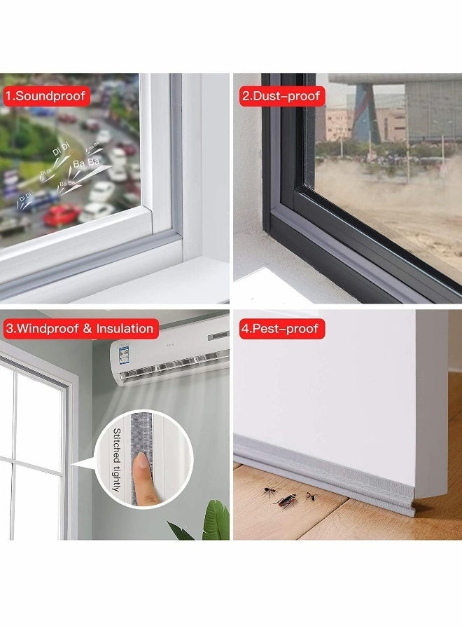 2 Packs Draft Stopper Sweep Door Weatherproofing Stripping Window Seal Strip Self-Adhesive Soundproof Cuttable Wear-Resistant Total 4M - Image 3
