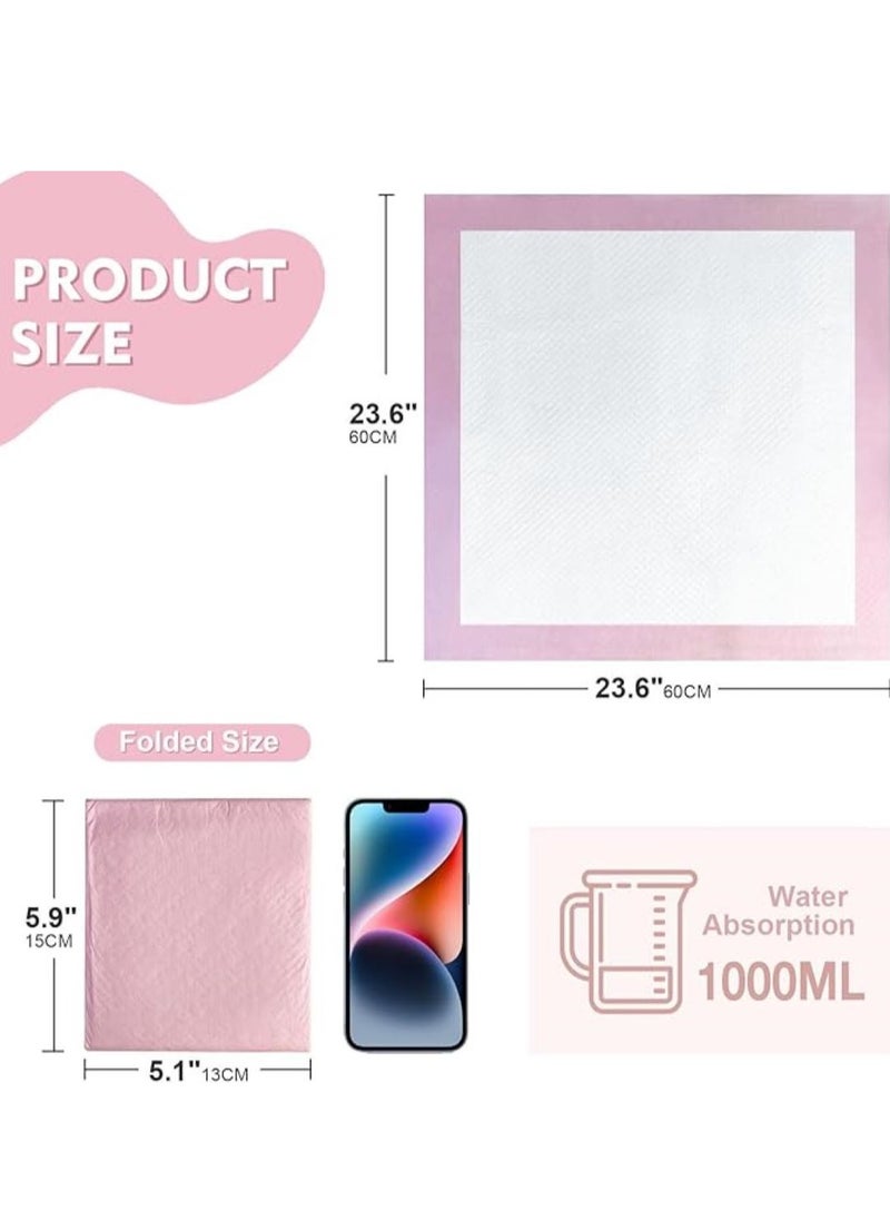 SKY-TOUCH 40 Pieces Baby Disposable Changing Mats,Waterproof Baby Changing Pads, 60x60 cm, Highly Absorbent Leakproof Changing Pad Baby, Ultra soft Diaper Changing Mat Underpads for Baby Pink  - Image 2