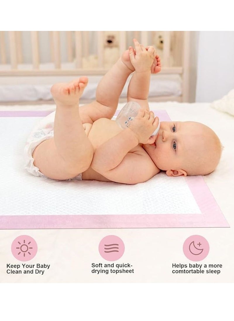 SKY-TOUCH 40 Pieces Baby Disposable Changing Mats,Waterproof Baby Changing Pads, 60x60 cm, Highly Absorbent Leakproof Changing Pad Baby, Ultra soft Diaper Changing Mat Underpads for Baby Pink  - Image 3