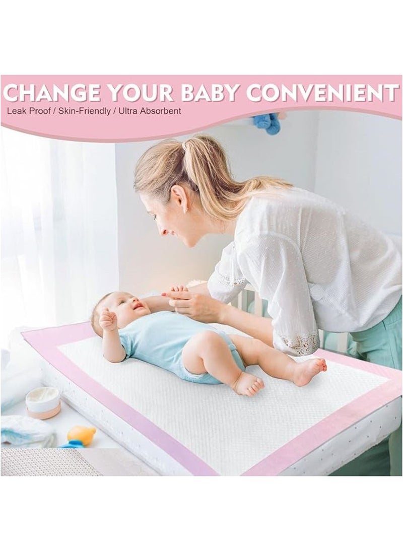SKY-TOUCH 40 Pieces Baby Disposable Changing Mats,Waterproof Baby Changing Pads, 60x60 cm, Highly Absorbent Leakproof Changing Pad Baby, Ultra soft Diaper Changing Mat Underpads for Baby Pink  - Image 4