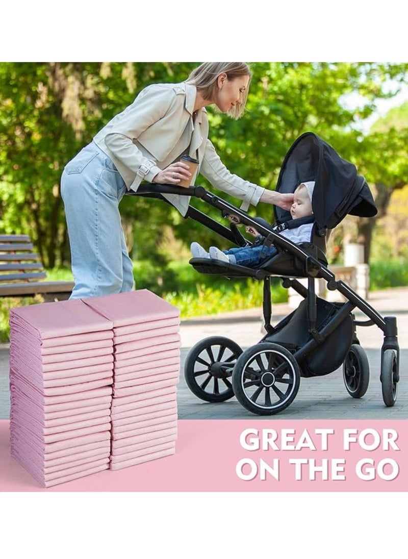 SKY-TOUCH 40 Pieces Baby Disposable Changing Mats,Waterproof Baby Changing Pads, 60x60 cm, Highly Absorbent Leakproof Changing Pad Baby, Ultra soft Diaper Changing Mat Underpads for Baby Pink  - Image 5