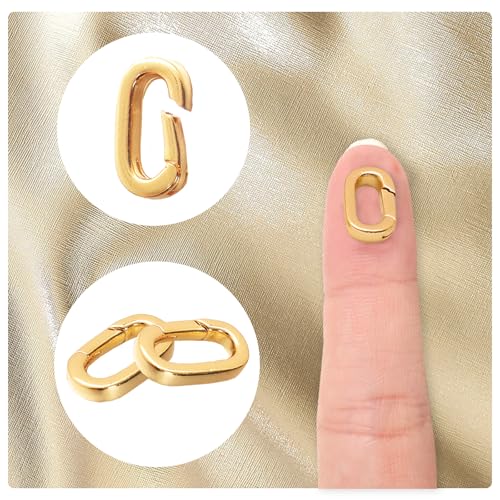 Gvhntk 10 Pcs 18K Gold Oval Clasp Spring Claps Connector Necklace Connector Spring Clasps Keychain Carabiner Lock Clasps for DIY Jewelry Necklace Bracelet Making Key Rings (S(0.55x0.32x0.08in), Gold) - Image 3
