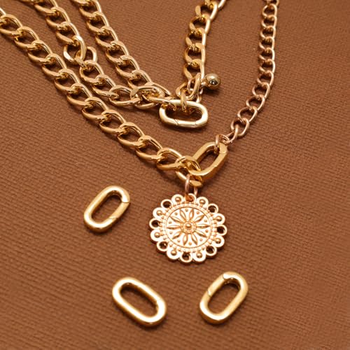 Gvhntk 10 Pcs 18K Gold Oval Clasp Spring Claps Connector Necklace Connector Spring Clasps Keychain Carabiner Lock Clasps for DIY Jewelry Necklace Bracelet Making Key Rings (S(0.55x0.32x0.08in), Gold) - Image 4